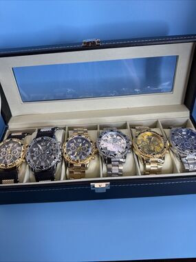 Six Zhowe Men’s Watches In Black Display Case. Six Distinctly Different Watches